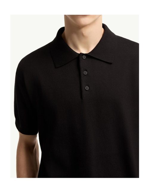 Moncler Black Logo Cotton Knit Polo for men