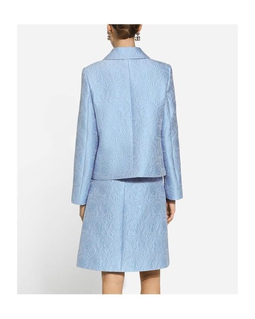 Dolce & Gabbana Blue Jacquard Buttoned Jacket