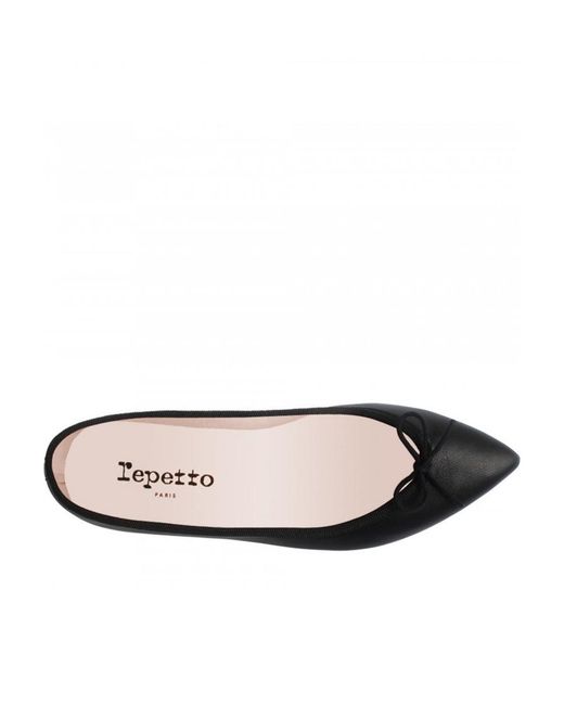 Repetto Black Pointed-Tip Bow-Detail Ballerina Shoes
