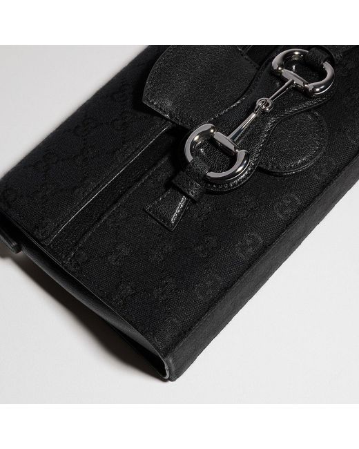 Gucci Black Horsebit Ristretto Medium Shoulder Bag
