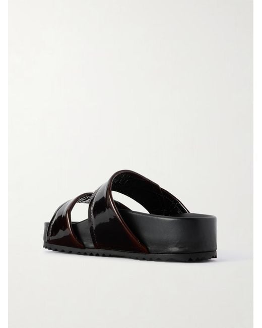 Dries Van Noten Black Patent-Leather Platform Slides