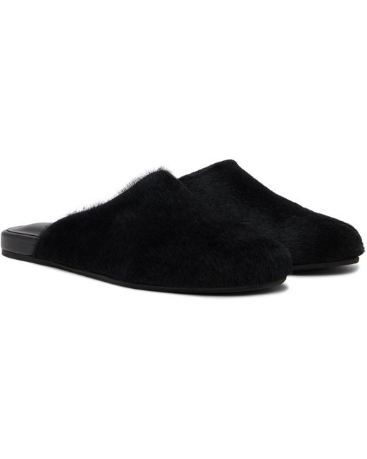 Ancient Greek Sandals Black Round-Toe Mules