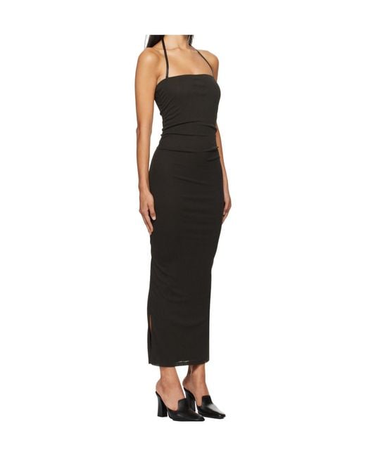 Nanushka Black Ruched Halterneck Midi Dress