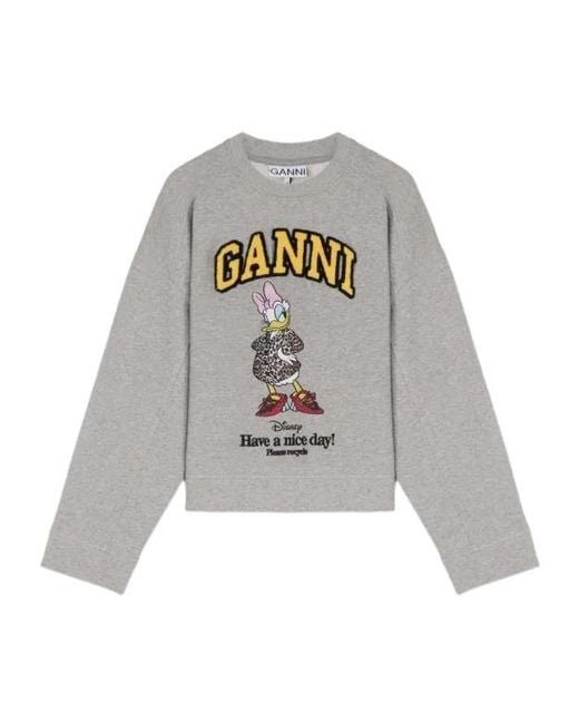Ganni Gray Daisy Duck Sweatshirt