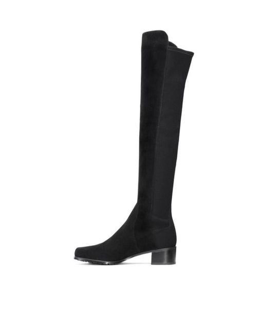Stuart Weitzman Black Thick-Heeled Knee-High Boots