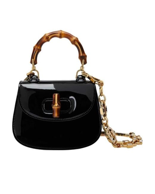 Gucci Black Gg Bamboo 1947 Tote Bag