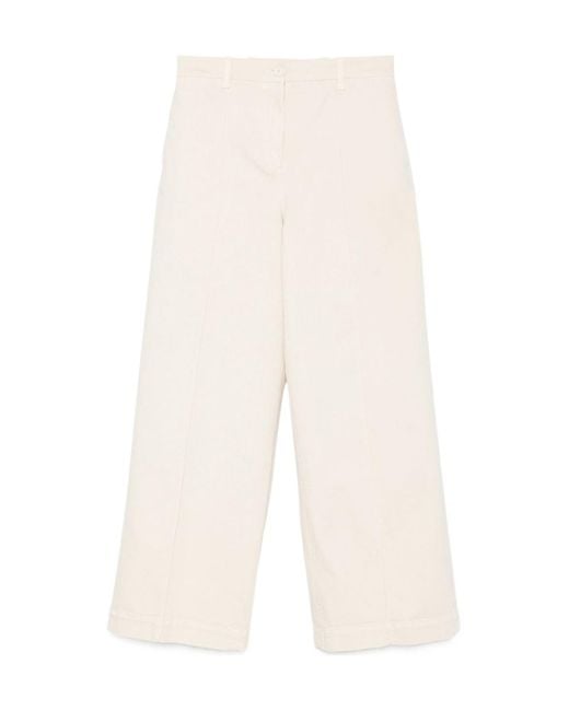 Eleventy White Centre-Seam Cotton Trousers