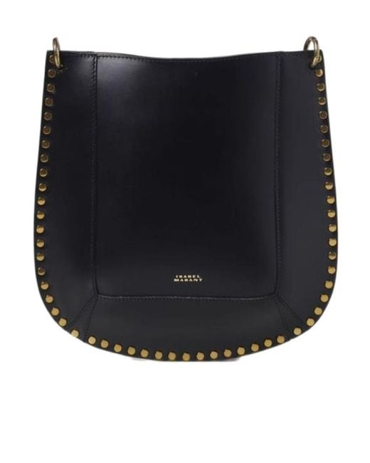 Isabel Marant Black Curved Edge Logo Printed Shoulder Bag