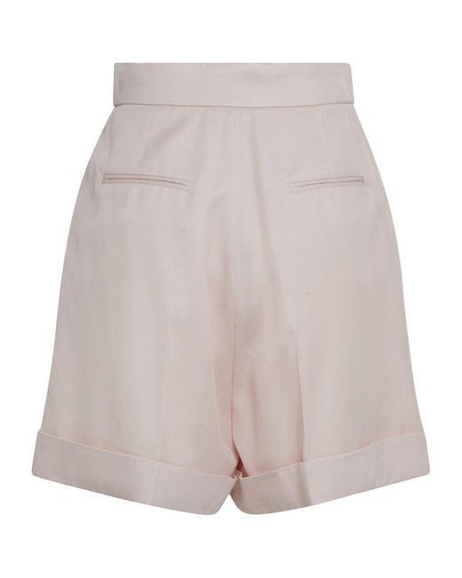 McQueen White High-Waist Pleated-Detail Shorts