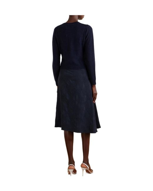Erdem Blue Embroidered Wool-Blend Cardigan