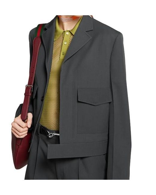 Gucci Black Pocket Detailed Collared Jacket for men