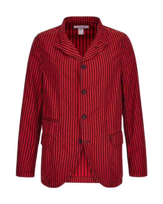 Comme des Garçons Red Striped Buttoned Blazer for men