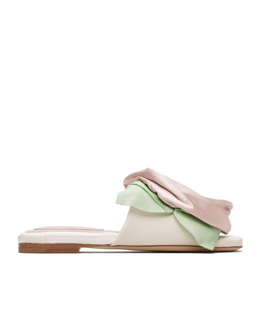 Simone Rocha White Floral Appliqué Slippers