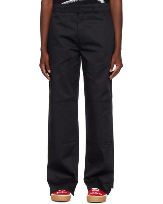 Palm Angels Black Logo Detailed Straight-Leg Trousers for men