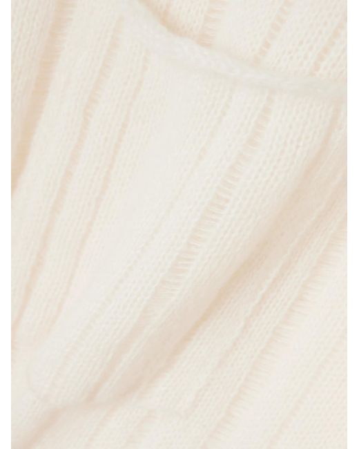 The Elder Statesman White Ribbed Cashmere And Cotton-Blend Sweater