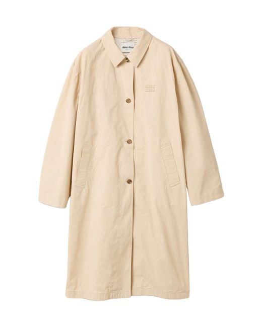 Miu Miu Natural Old Gabardine Single-Breasted Trench Coat