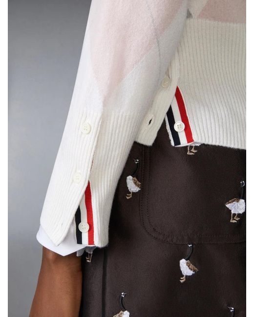 Thom Browne White Argyle-Intarsia Cashmere Jumper