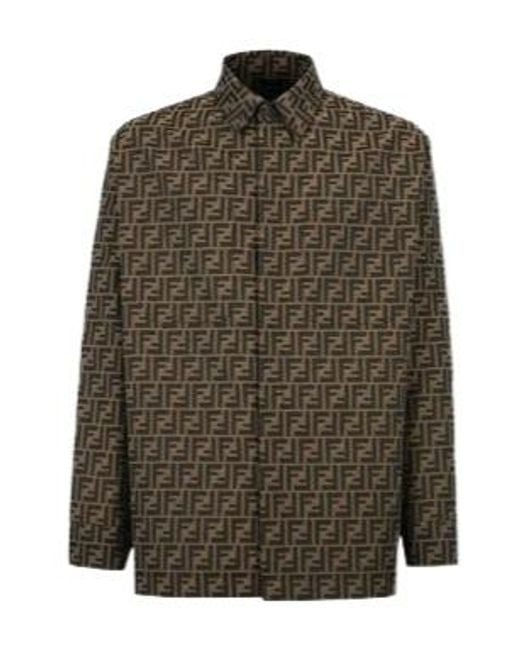 Fendi Green All-Over Monogram Jacquard Overshirt for men