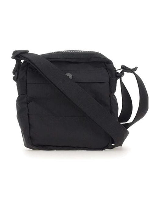Stone Island Black Logo Patch Zipped Crossbody Bag for men