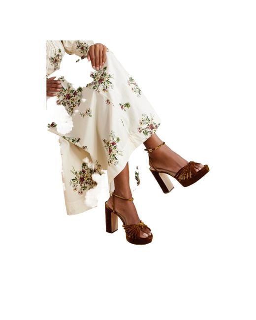 Loeffler Randall Brown Suede Lace-Up High-Heel Sandals