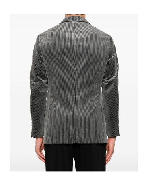 Brunello Cucinelli Gray Double-Breasted Corduroy Blazer for men