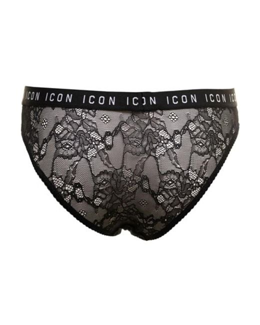 DSquared² Black Logo Printed Panties