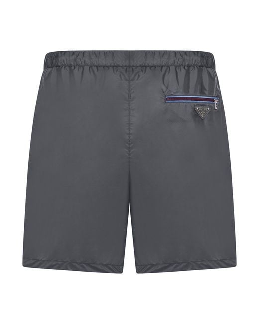 Prada Gray Re-Nylon Swim Shorts for men
