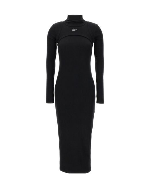 Off-White c/o Virgil Abloh Black Off Stamp Long-Sleeve Ribbed Dress