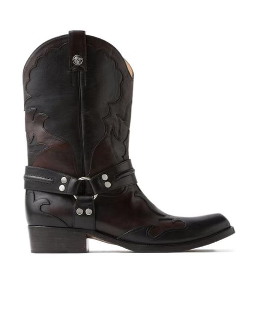 Versace Black Sylvester Harness Western Boots for men