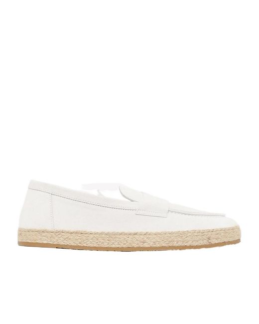 Brunello Cucinelli White Straw Loafers for men