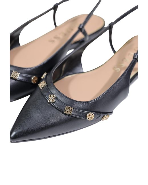 Guess Black Point-Toe Flat Pumps
