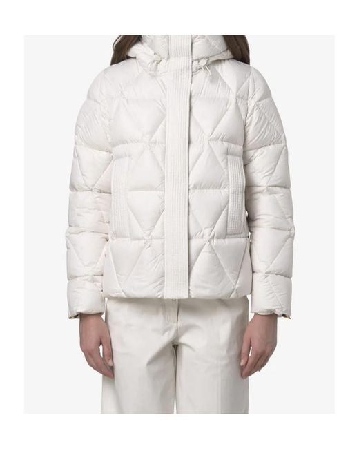 K-Way Gray Quilted Zip-Up Down Jacket