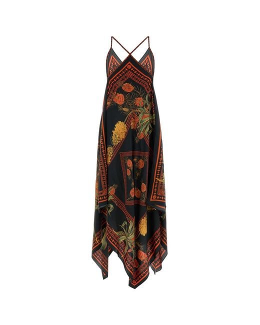 Blumarine Multicolor Long Prined Twill Dress