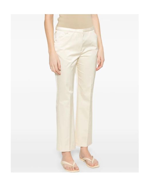 Totême White Totême Pressed Crease Cropped Trousers