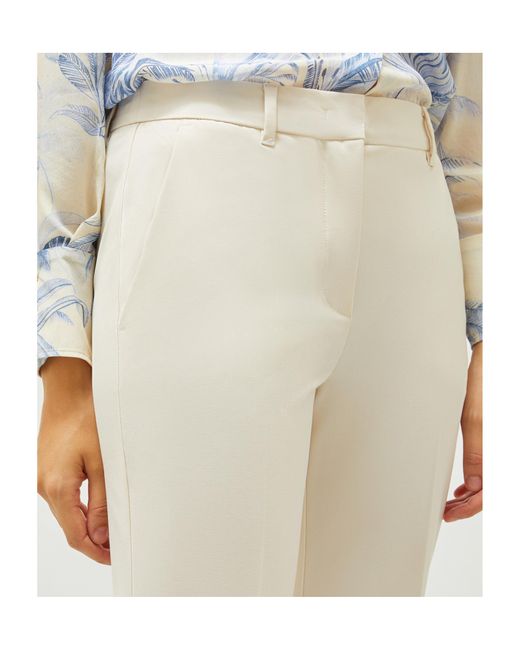 Marella White Flared Viscose-Blend Trousers