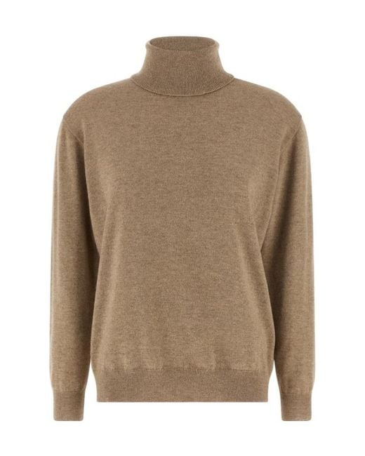 Brunello Cucinelli Brown Long-Sleeved Turtleneck Jumper