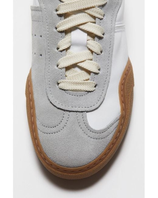 Acne White Logo Detailed Lace-Up Sneakers