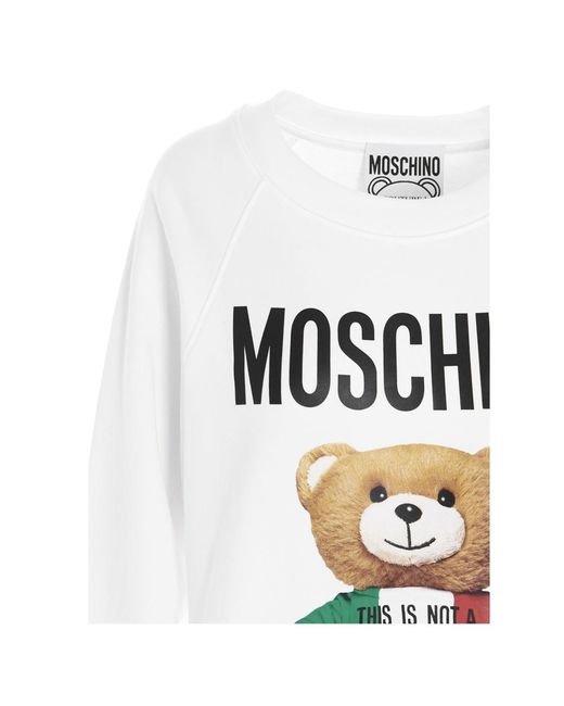 Moschino White Teddy Bear Logo Sweatshirt