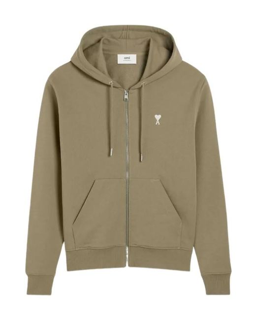 AMI Green Zipper Hoodie for men