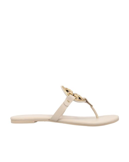 Tory Burch Metallic Miller Logo Plaque Thong Sandals