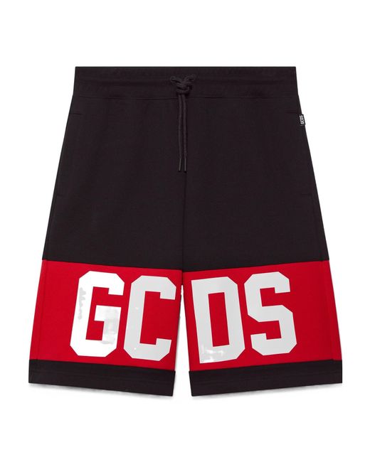 Gcds Red Logo Band Drawstring Shorts for men