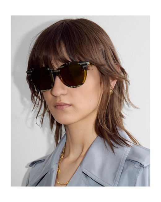 Burberry Multicolor Tubular Check Round Sunglasses