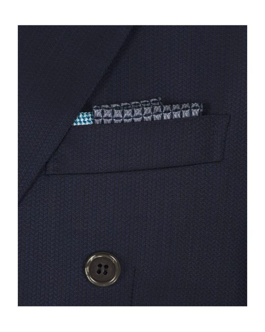 Brioni Blue Sky And Midnight Micro Motif Silk Pocket Square for men