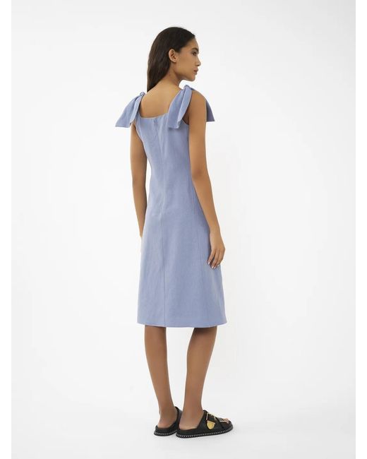 Chloé Blue Chloé Bow-Detailed Sleeveless Dress