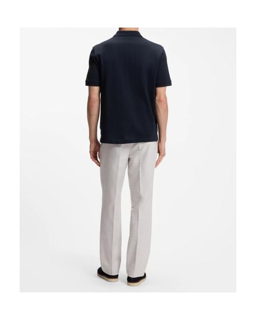 Boss Blue Jacquard-Knit Polo Shirt for men