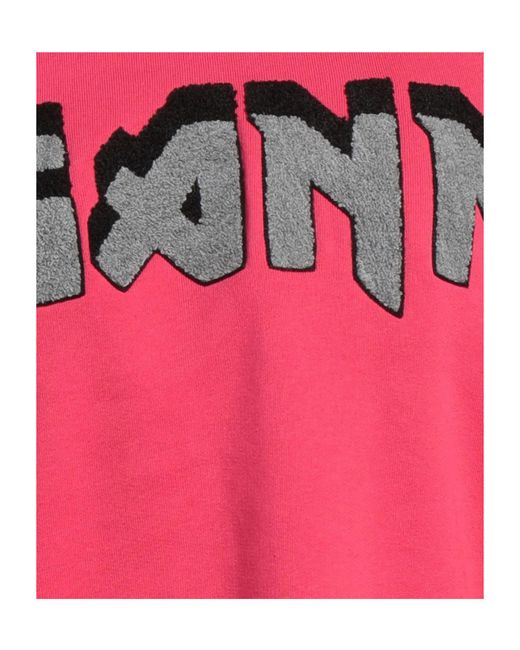 Ganni Pink Solid Fleece Sweatshirt