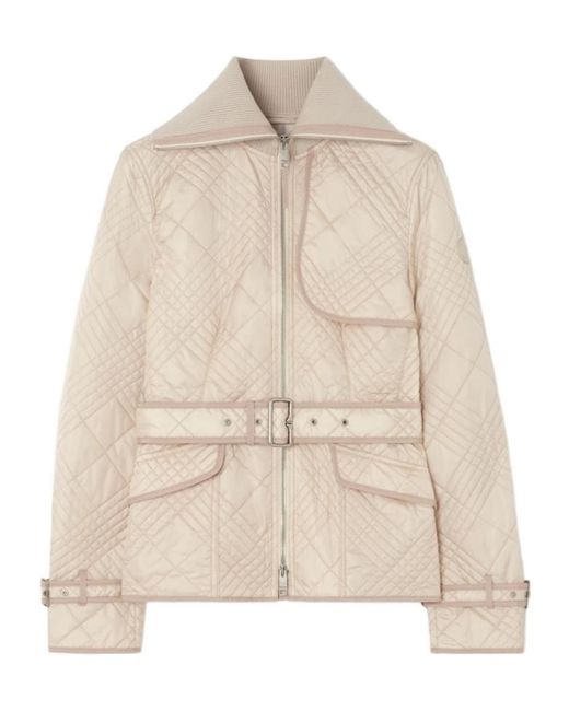 Burberry Natural Micro Check-Stitch Nylon Abbeydale Jacket