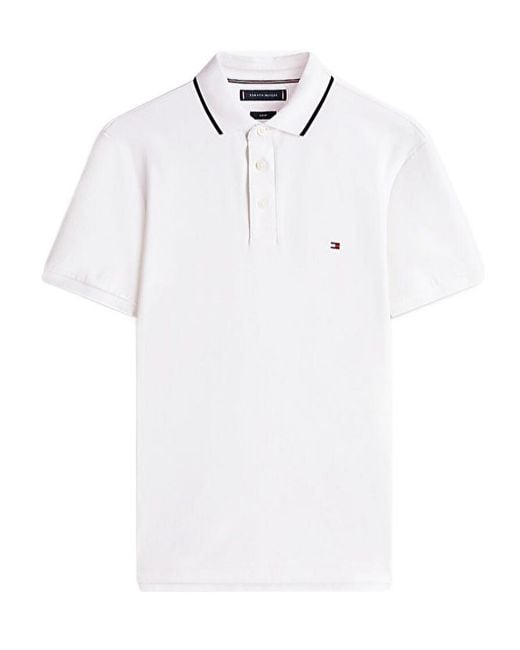 Tommy Hilfiger White Tipped Slim-Fit Polo Shirt for men