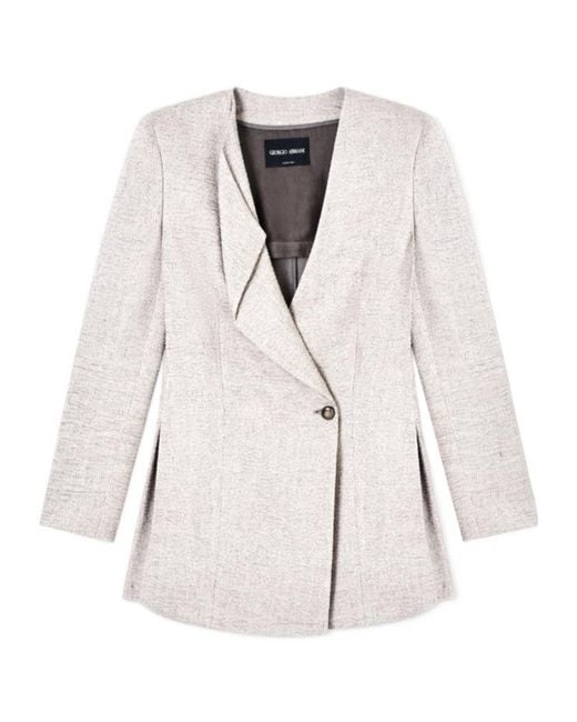 Giorgio Armani White Long-Sleeved Suit Jacket