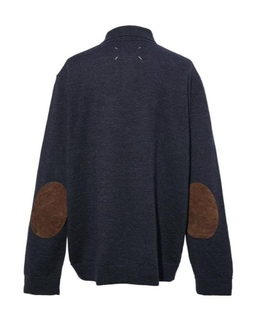 Maison Margiela Blue Straight Hem Knitted Polo Shirt for men